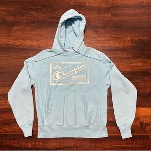 Champion Reverse Weave Hoodie Sweatshirt Light Blue